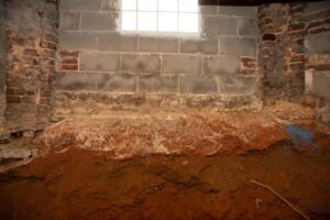 The crawlspace of a home