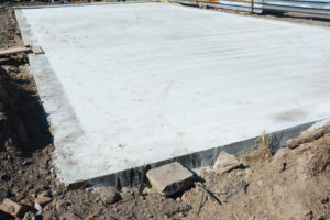 A lifted concrete slab
