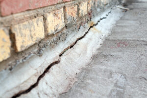 Crack in the foundation of the house