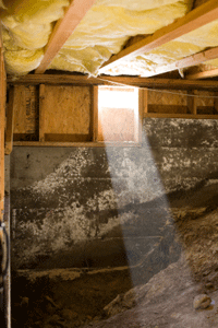 The crawl space of a home