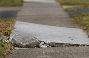 A lifted slab of sidewalk